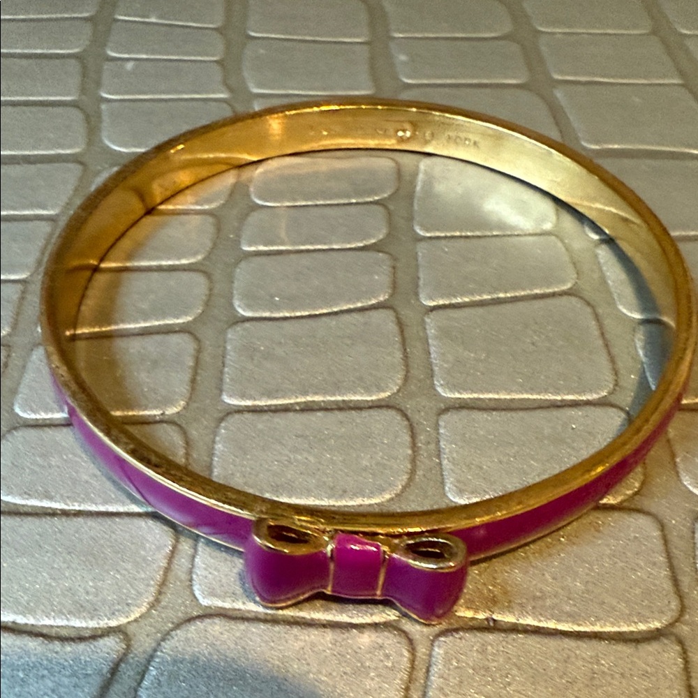 Set of three kate spade Gold, Purple, and Cream Bow Bangle Bracelets - Picture 2 of 6